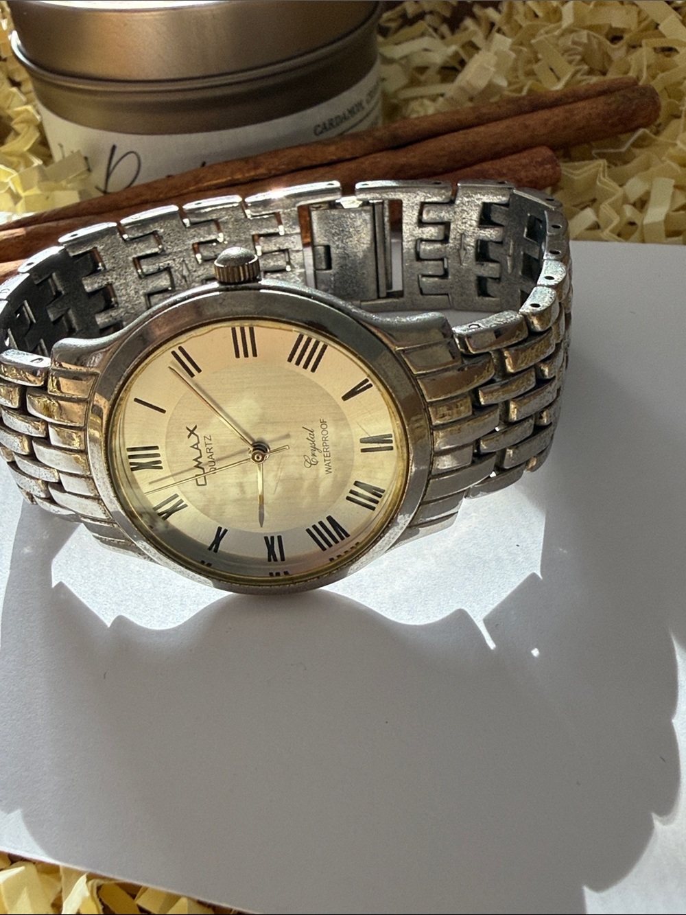 Omax Silver-Tone Roman Numeral Watch